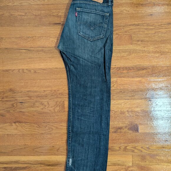 Levis 501 Denim Jeans Mens 31x30 Dark Wash Blue Straight - Picture 4 of 9